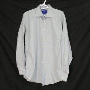 EGARA - Non Iron - Slim Fit | 16 34-35 | Light Blue & Yellow Striped Dress Shirt